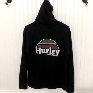 HURLEYrareHOODIE Black Lightweight Waffle Cotton EUC